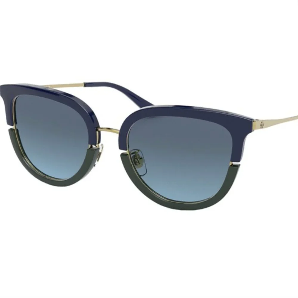 Tory Burch Black Frame Sunglasses with Blue Gradient Lenses TORY BURCH TY7106 1652/8F Sunglasses Black/Blue main image 3